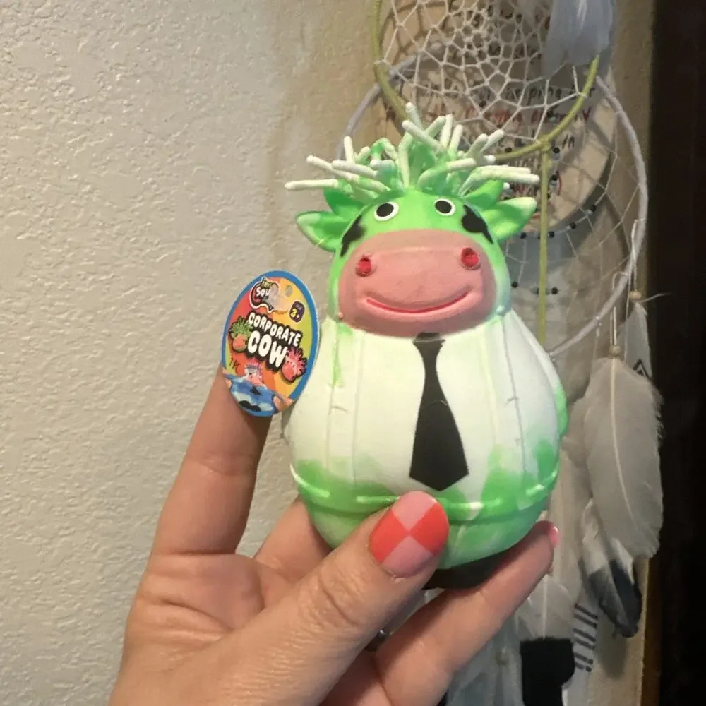 Irre-Squish-Ible Corporate Cow Viral Squishy Toy in Green NEW w/Tag